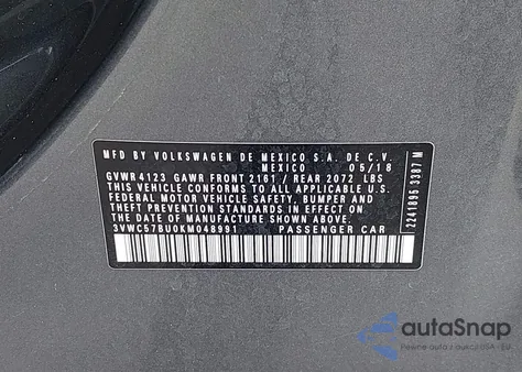 2019 Volkswagen Jetta 1.4T R-Line/1.4T S/1.4T Se из США, поврежденный, VIN 3VWC57BU0KM048991